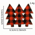 Buffalo plaid Christmas tree embroidery patch measuring 6.5x5.6cm for DIY holiday decor - Trio Of Christmas Trees (AZ2508B9-15)