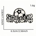 Soccer Mom embroidery patch with football design in black and white finish - SOCCER MOM Text Style (AZ2507E9-1)