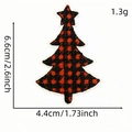 Christmas tree embroidery patch with red black plaid pattern and black star 6.6x4.4cm - Tree With Black Star (AZ2508B9-17)