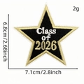 Star-shaped Class of 2026 embroidered patch with black and gold thread for graduation - Star 2026 Style