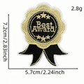 Black and gold Best Award embroidered patch with precise size dimensions and embroidery - Award Medal Style