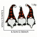 Three-piece Christmas gnome embroidery patches with red and black buffalo plaid hats - Three Christmas Gnomes (AZ2508B9-19)