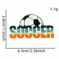 Soccer embroidered patch with cyan and orange stripes measuring 6.5cm by 3.8cm - Retro Stripe SOCCER Style (AZ2507E9-1)