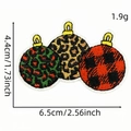 Three Christmas ball embroidery patches with leopard and plaid patterns for DIY decor - Leopard And Plaid Ornaments (AZ2508B9-20)