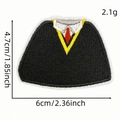Black and gold graduation uniform embroidery patch with red tie, size 4.7x6cm - Graduation Gown Collar Style