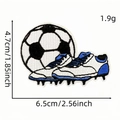 Embroidered football and blue sneaker patch, 6.5x4.7cm soccer sports iron-on appliques - Blue White Cleats Soccer Style (AZ2507E9-1)