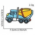 Blue cement truck cartoon embroidery patch with dimensions 7.5x4.4cm for DIY clothing - Cement Mixer Style (Patch 11#)