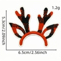 Christmas reindeer antler embroidery patch with red black buffalo plaid pattern and size scale - Plaid Reindeer Antlers (AZ2508B9-21)
