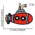 Cartoon red submarine embroidered patch with dimension markings for DIY crafts - Submarine Style (Patch 13#)