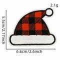 Red buffalo plaid Christmas hat embroidery patch with white pompom for holiday decor - Buffalo Plaid Santa Hat (AZ2508B9-23)