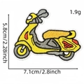 Yellow scooter vehicle embroidery patch with thermal adhesive for clothing decoration - Scooter Style (Patch 14#)