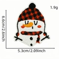Embroidered snowman patch with red plaid hat and scarf, size 6.6x5.3cm for DIY decor - Snowman With Plaid Scarf (AZ2508B9-24)