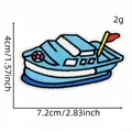 Embroidered yacht boat patch for clothing featuring blue and white nautical details - Speedboat Style (Patch 15#)
