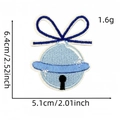 Blue bell embroidery patch with a dark blue bow and white stars, size 6.4x5.1cm - Bow Combination