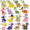 Detailed embroidery texture of 16 cute cartoon dinosaur patches with neat lock-edge stitching - Dinosaur Patches Combination