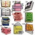Detailed macro view showing 10 assorted book-themed embroidered iron-on patches - 10-Piece Set