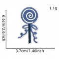 Blue and white lollipop embroidery patch with bow and tassel detail for clothing - Lollipop