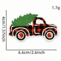 Plaid Christmas truck embroidery patch with green tree, size 6.6cm x 4cm for DIY decor - Buffalo Plaid Truck With Tree (AZ2508B9-26)