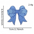 Blue bow embroidered patch with white border for clothing DIY, size 7cm x 6.9cm - Blue Bow
