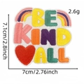 Écusson brodé Be Kind To All arc-en-ciel avec cœur rouge, accessoire DIY de 7,1 cm - Écusson Anglais Amical 1# (AZ2507H4-4)