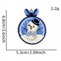 Blue sphere snowman embroidery patch with bow and dimensions 6.8x5.3cm for clothing - Snowman Crystal Ball