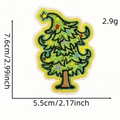 Green Christmas tree embroidered patch with colorful dots and dimensions 7.6cm x 5.5cm - Classic Green Christmas Tree Style