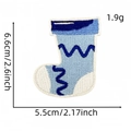 Blue Christmas stocking embroidered patch with wave patterns and white border edge - Christmas Sock