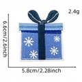 Blue gift box embroidery patch with white snowflakes and dark blue bow for clothing - Blue Gift Box