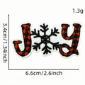 Christmas JOY embroidered patch with red black plaid pattern and snowflake design - JOY With Snowflake Design (AZ2508B9-29)