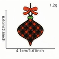 Christmas buffalo plaid ornament embroidery patch with red bow and self-adhesive backing - Plaid Ornament With Bow (AZ2508B9-30)