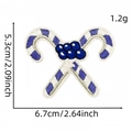 Crossed candy cane embroidery patch in purple and white with blue berries decor - Crossed Candy Canes