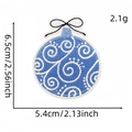 Blue Christmas ball embroidery patch with white spirals and black bow for clothing - Christmas Hanging Baubles