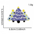 Embroidered Christmas tree patch in purple and blue with star detail, 5.3cm x 6.8cm size - Blue Christmas Trees