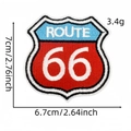 Toppa ricamata Route 66 a forma di scudo nei colori rosso bianco e blu con misure - Stile Route 66 (标志布贴2#)