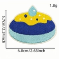Hanukkah wave embroidery patch in yellow and blue with dimensions and weight info - Donut Style (5#)