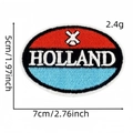 Toppa ricamata ovale con scritta Holland ed emblema di Amsterdam su fondo blu e rosso - Stile Olanda (标志布贴4#)