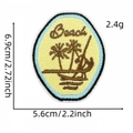 Oval beach theme embroidery patch featuring palm trees and blue border for apparel - Beach Scenery Style (标志布贴8#)