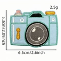 Blue retro camera embroidered patch 6.6x5.3cm for DIY clothing iron-on applique - Cartoon Camera Patch 1