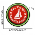Embroidered Bon Voyage sailing boat patch in red and white with dimension markings - Bon Voyage Style (标志布贴9#)