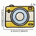 Cartoon camera embroidery patch in yellow and white, size 6.5cm x 5.3cm for clothing - Cartoon Camera Patch 2