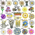 Set of 27 colorful embroidered daisy flower patches for DIY clothing decoration - Flower Patch Mixed Styles