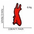 Red rabbit embroidered patch with black border detailing for clothing and bags - Red Rabbit Style (标志布贴10#)