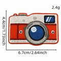 Cartoon camera embroidered iron-on patch in orange and white for creative DIY clothing - Cartoon Camera Patch 3