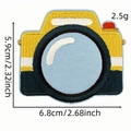 Colorful retro camera embroidered patch with size dimensions on white background - Cartoon Camera Patch 5