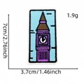 Embroidered London Big Ben souvenir patch in purple and brown colors, 7cm height - London Big Ben Style (标志布贴13#)
