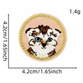 Toppa ricamata rotonda testa di gatto con bordo dorato ondulato per decorazione vestiti - Toppa Animale Cartoon Stile 4