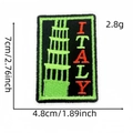 Rectangle Italy patch with green Leaning Tower of Pisa embroidery and red text - Italy Leaning Tower Style (标志布贴14#)
