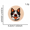 Toppa ricamata rotonda con gatto, orecchie arancioni e sciarpa, diametro 4,2 cm - Toppa Animale Cartoon Stile 3