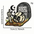 Cartoon Skelett Grabstein Stickerei Aufnäher mit Totenkopf und Mittelfinger Design - Cartoon Skelett 1# (AZ2508G8-4)