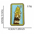 Rectangular PISA embroidery patch with Leaning Tower in yellow on blue background - Pisa Style (标志布贴15#)